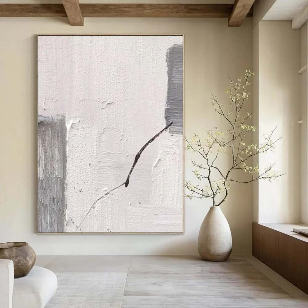 Bold White City - hand-painted custom canvas art